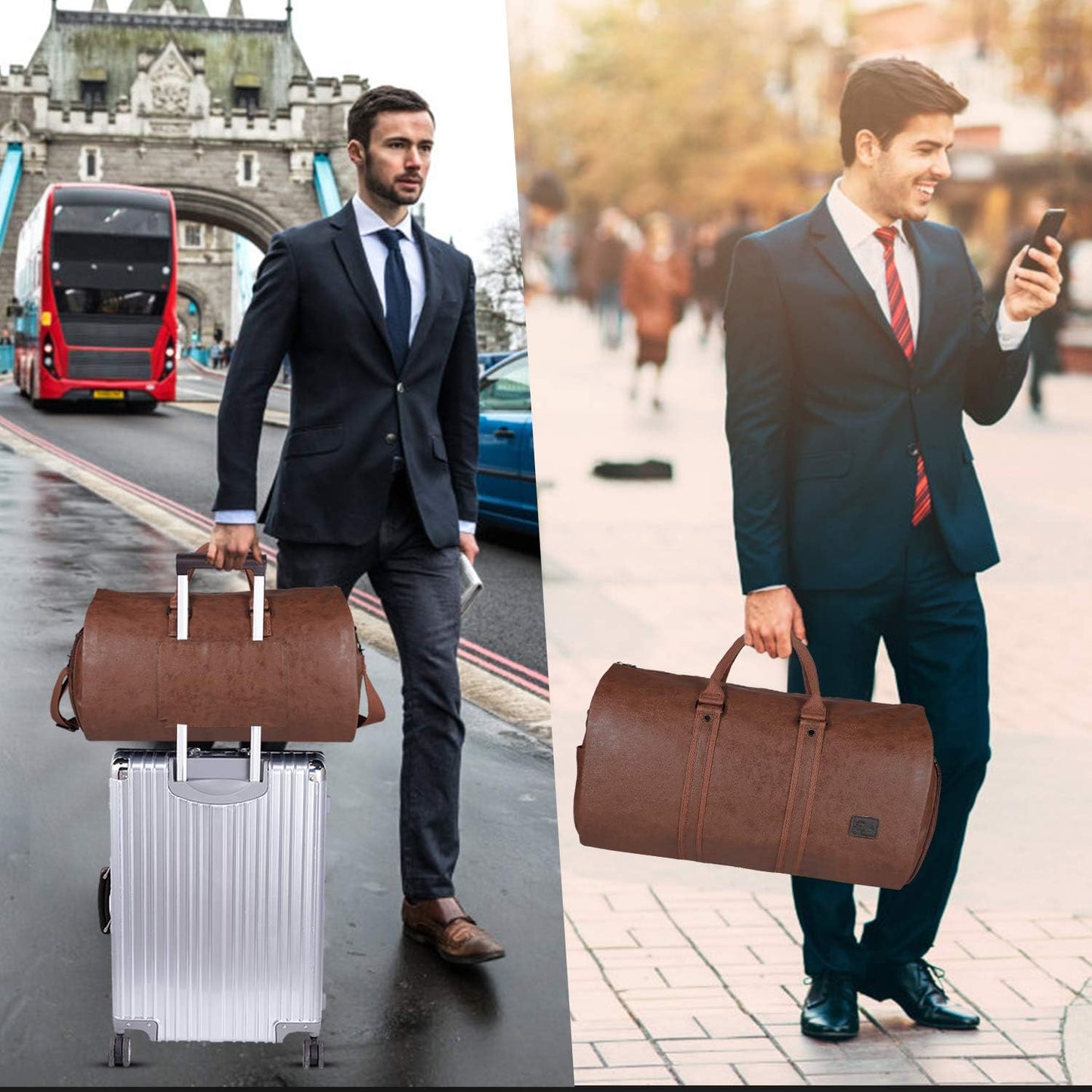 seyfocnia Convertible Travel Garment Bag,Carry on Garment Duffel Bag for Men Women - 2 in 1 Hanging Suitcase Suit Business Travel Bag