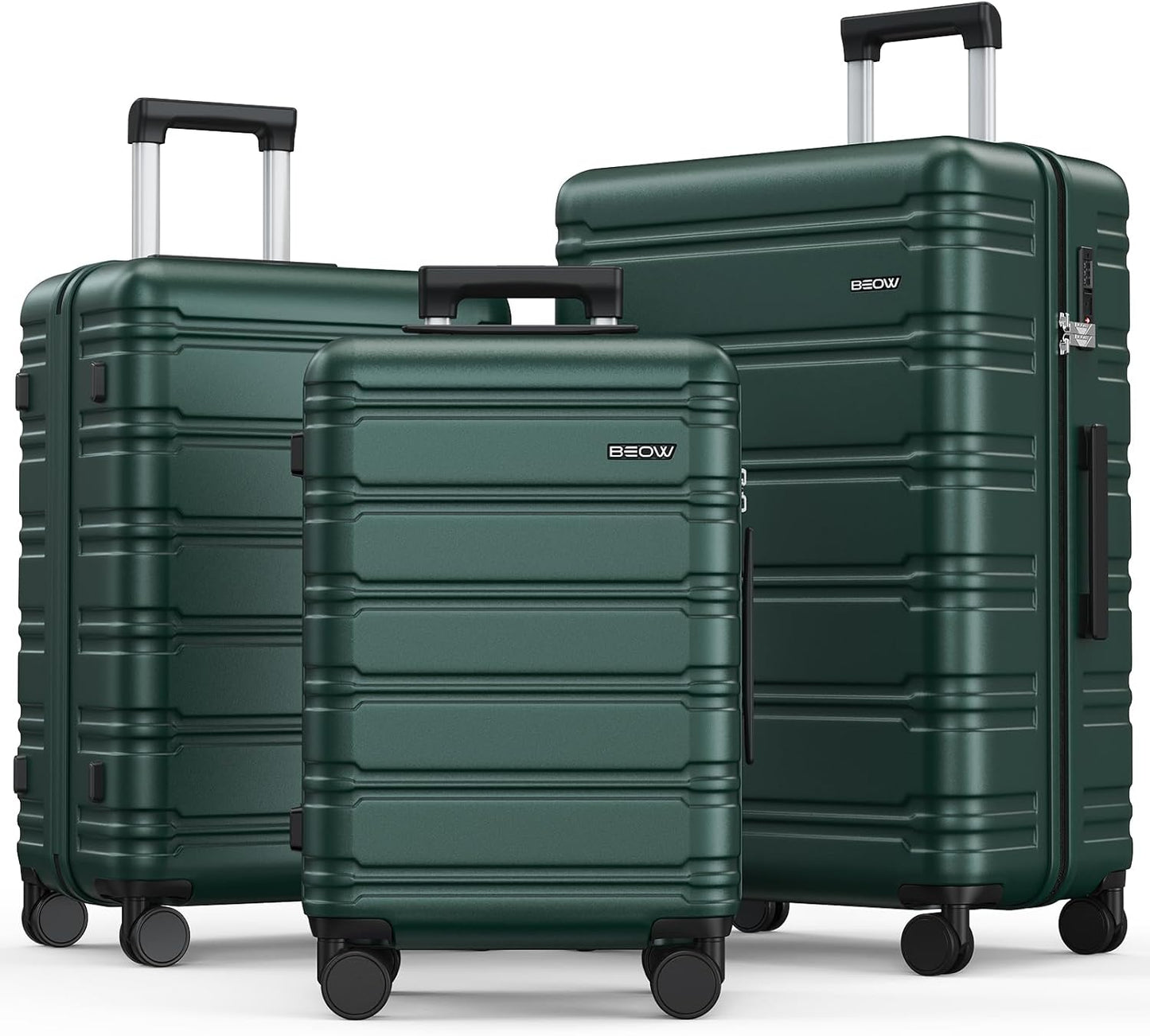 BEOW Luggage Sets 3 Piece For Men Women Expandable Hard Sided Suitcase Sets 3 Pcs With Durable Spinner Wheels Lightweight Zipper Luggage With TSA Lock Travel Luggage Set ArmyGreen 20/24/28 Inch