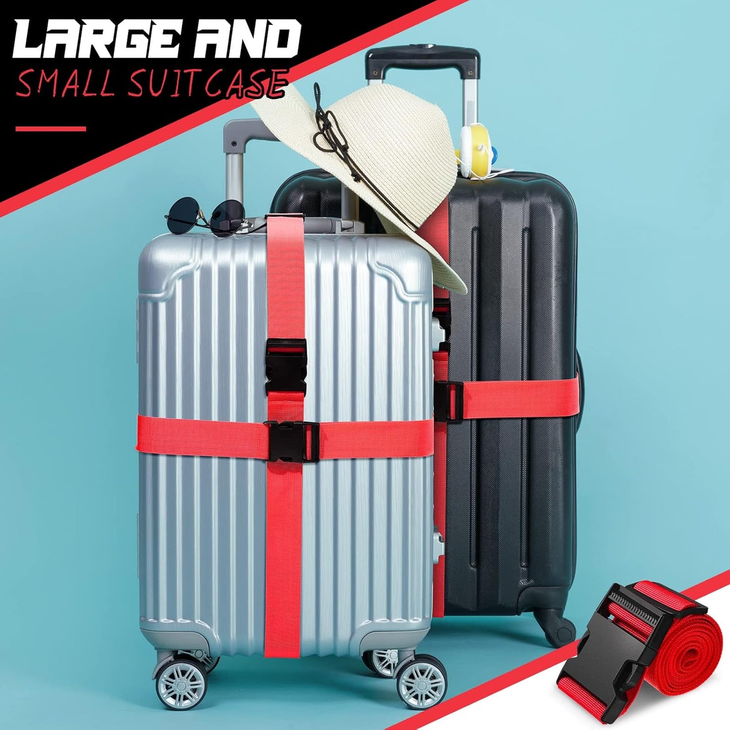 Eccliy 12 Pack Luggage Straps Suitcase Belts Wide Adjustable Packing Straps Travel Belts Accessories for Business Packing(Red)