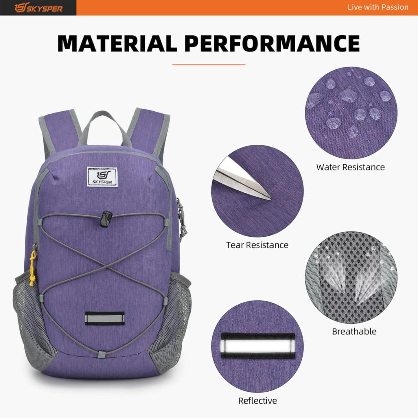 SKYSPER Small Hiking Backpack -12L Lightweight Packable Daypack for Travel Foldable Tear Resistant Backpacks for Women Men