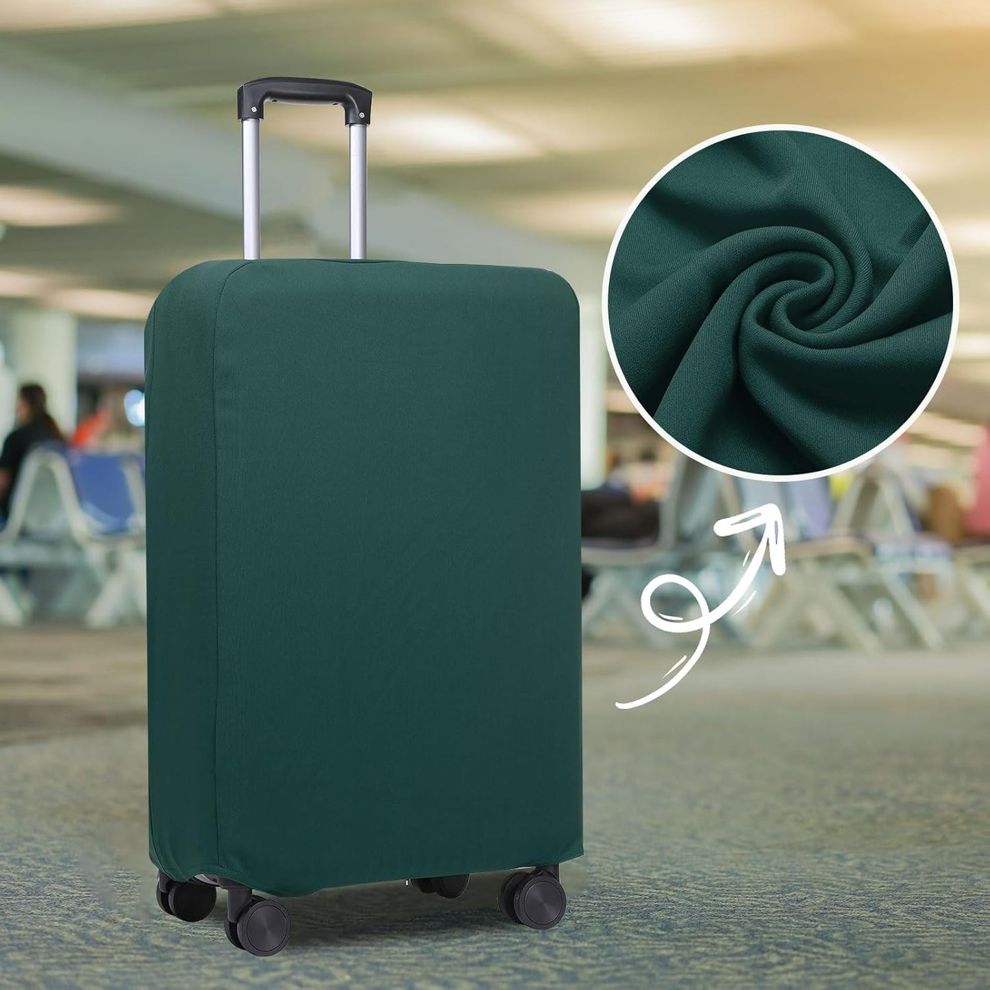 PATIKIL Luggage Cover, Suitcases Covers Elastic Carry on Cover Protector Washable Scratch-Resistant Fits 24-25 Inch Luggage for Travel Business Trips, Dark Green