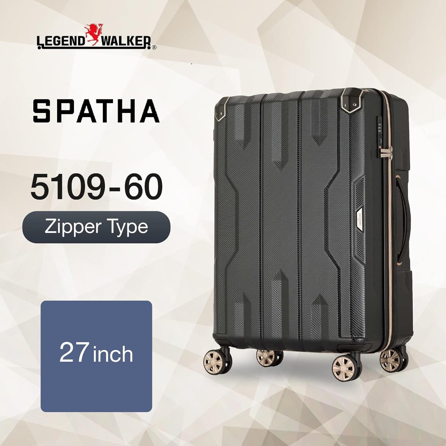 LEGEND WALKER SPATHA Hardside Expandable Luggage, 27-inch, Black, 5109-60-BK