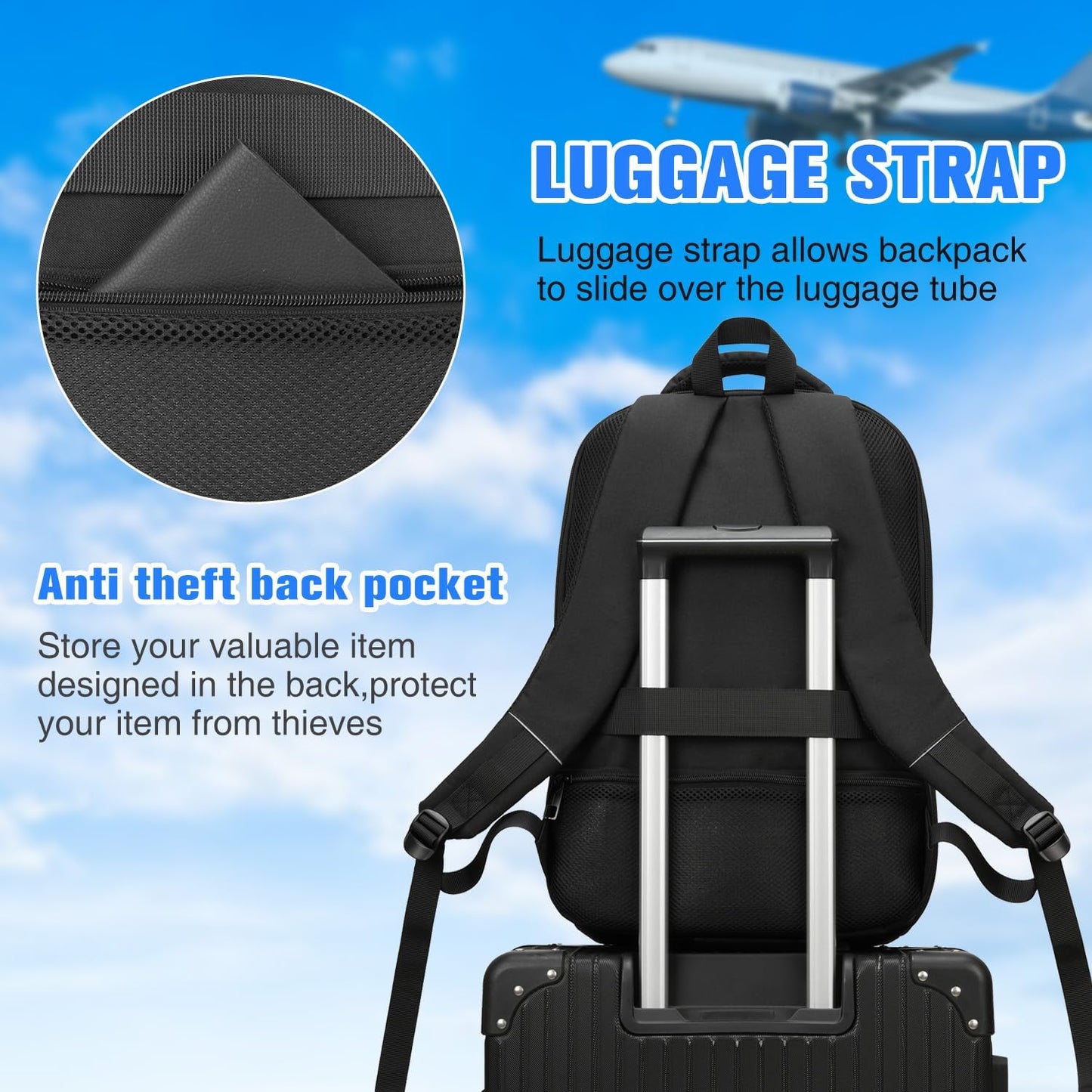 Paude Laptop Backpack, 17.3 Inch School Backpack Large Bookbag with USB for High School College Students Office Business,Waterproof