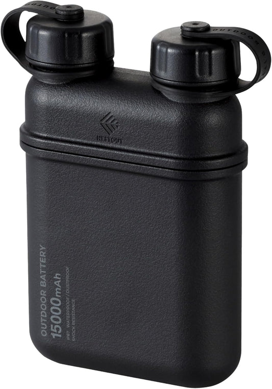 ELECOM NESTOUT Rugged Power Bank, 15000mAh Outdoor Charger, 32W USB-C Fast Charging PD, Waterproof IP67, Durable Shockproof, Battery Pack for iPhone Tablet Hiking Travel Camping (Black, 15000mAh)