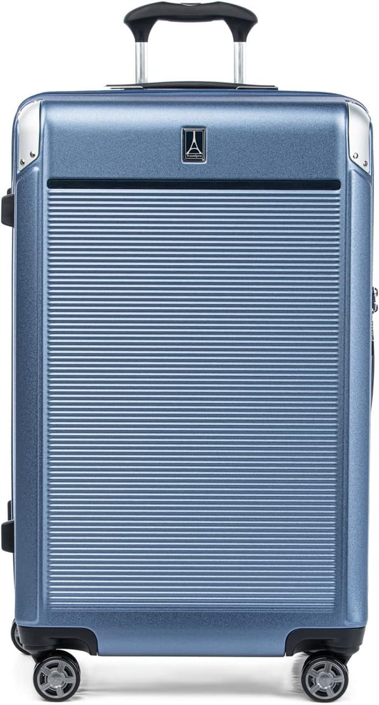 Travelpro Platinum Elite Hardside Expandable Checked Luggage, 8 Wheel Spinner, TSA Lock, Hard Shell Polycarbonate Suitcase, Dark Sky Blue, Checked Large 28-Inch