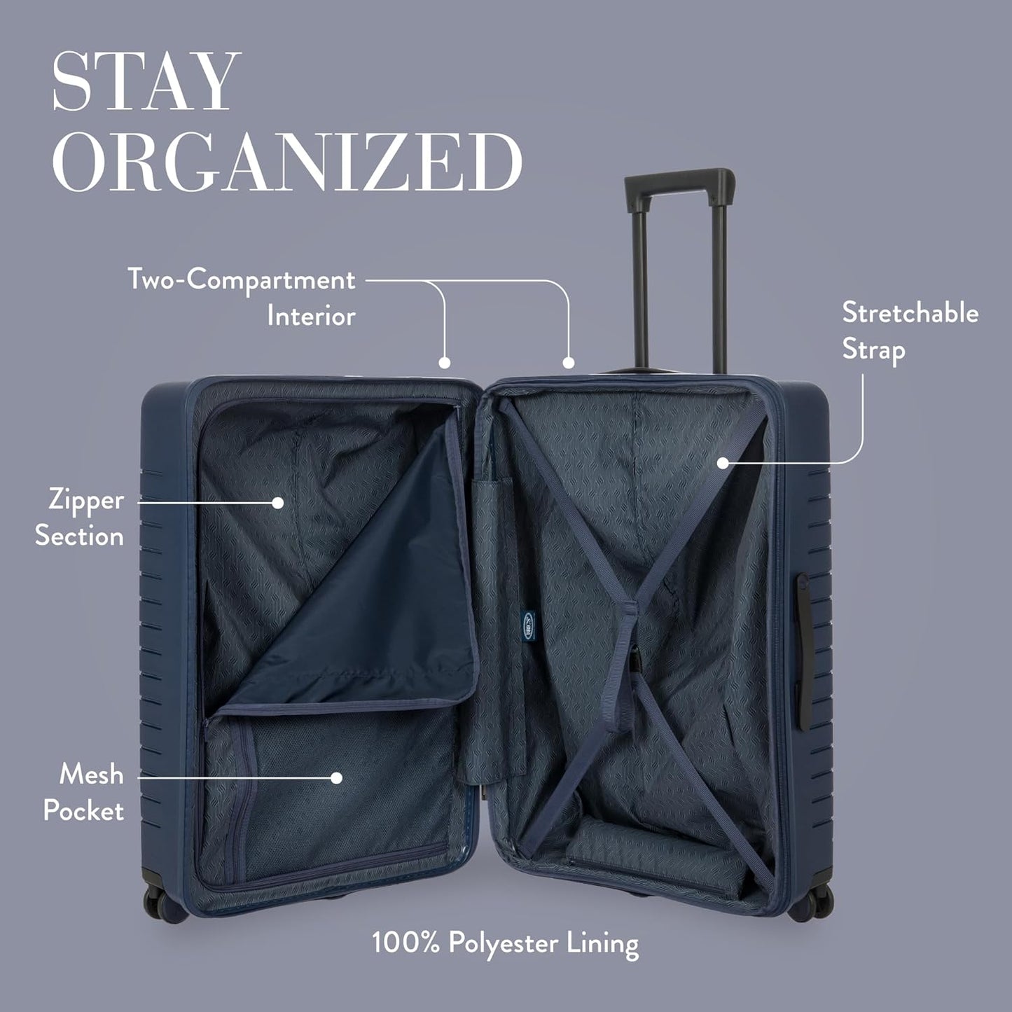 Bric's B|Y Ulisse Spinner Suitcase, Expandable Hard Shell Luggage with TSA Lock and Smooth 360° Wheels 28" – Ocean Blue