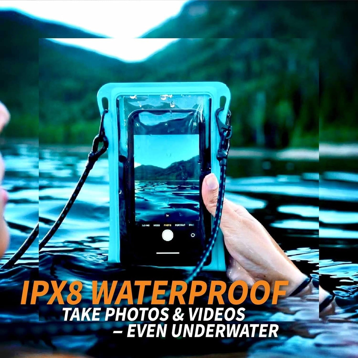 Waterproof Phone Pouch w/Long Lanyard | IPX8 Adventure Grade Cellphone Dry Bag Case, Fits iPhone 15 Pro Max,14 Pro Max, 13 Pro Max, XS, XR, Galaxy S21, for Snorkeling, Kayaking, Cruise Orange