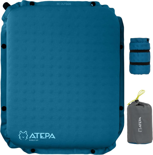 ATEPA Inflatable Stadium Seat Cushion, Self-Inflating Memory Foam Stadium Seats Bleacher Seat Chair Cushion Pad for Airplane Travel Backpacking Sports Events