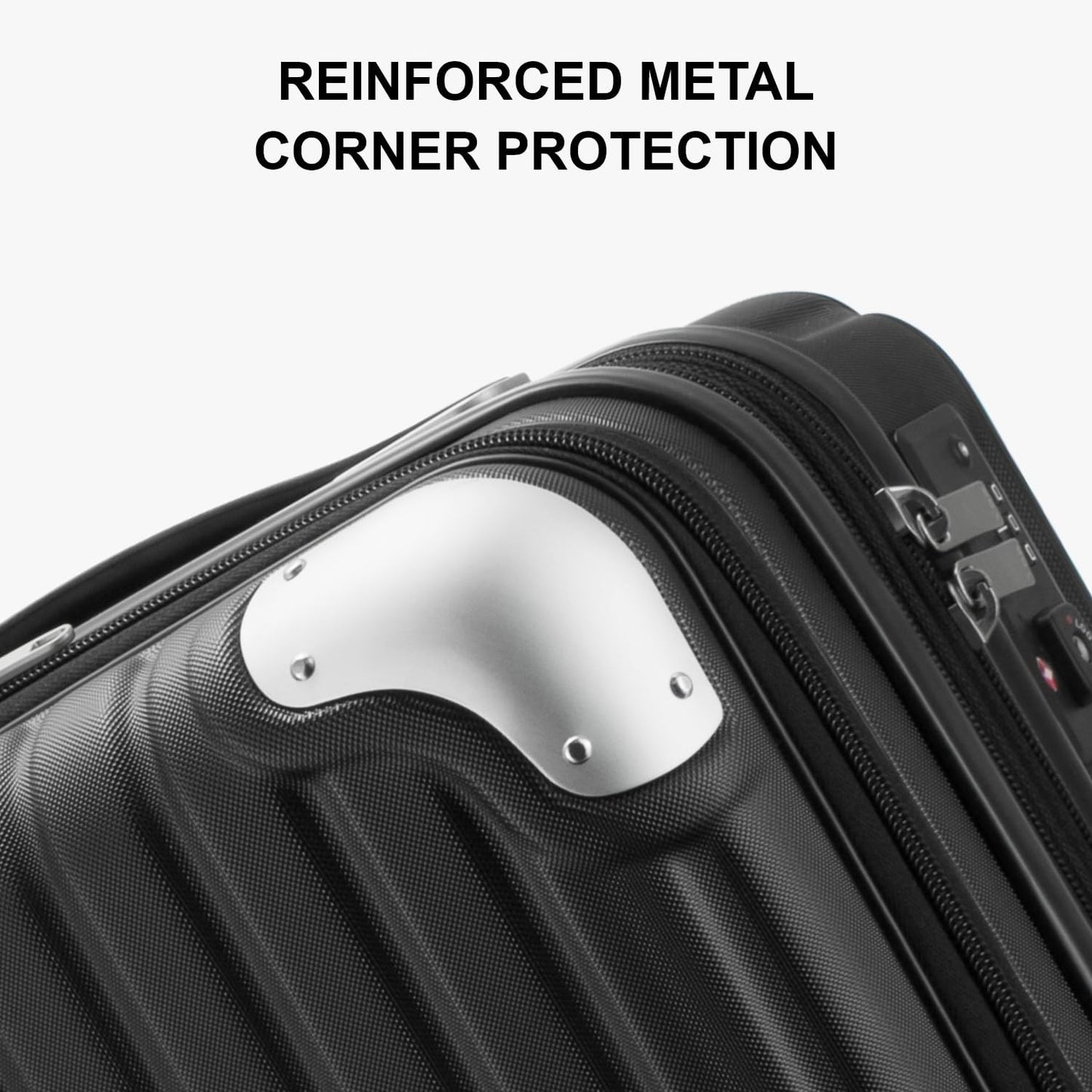 LEVEL8 Grace Hard Shell Carry on Luggage with Front Compartment, 20 Inch Expandable Suitcases with Wheels, Lightweight Carry-on Suitcase for Airplane, Tsa Lock, Black