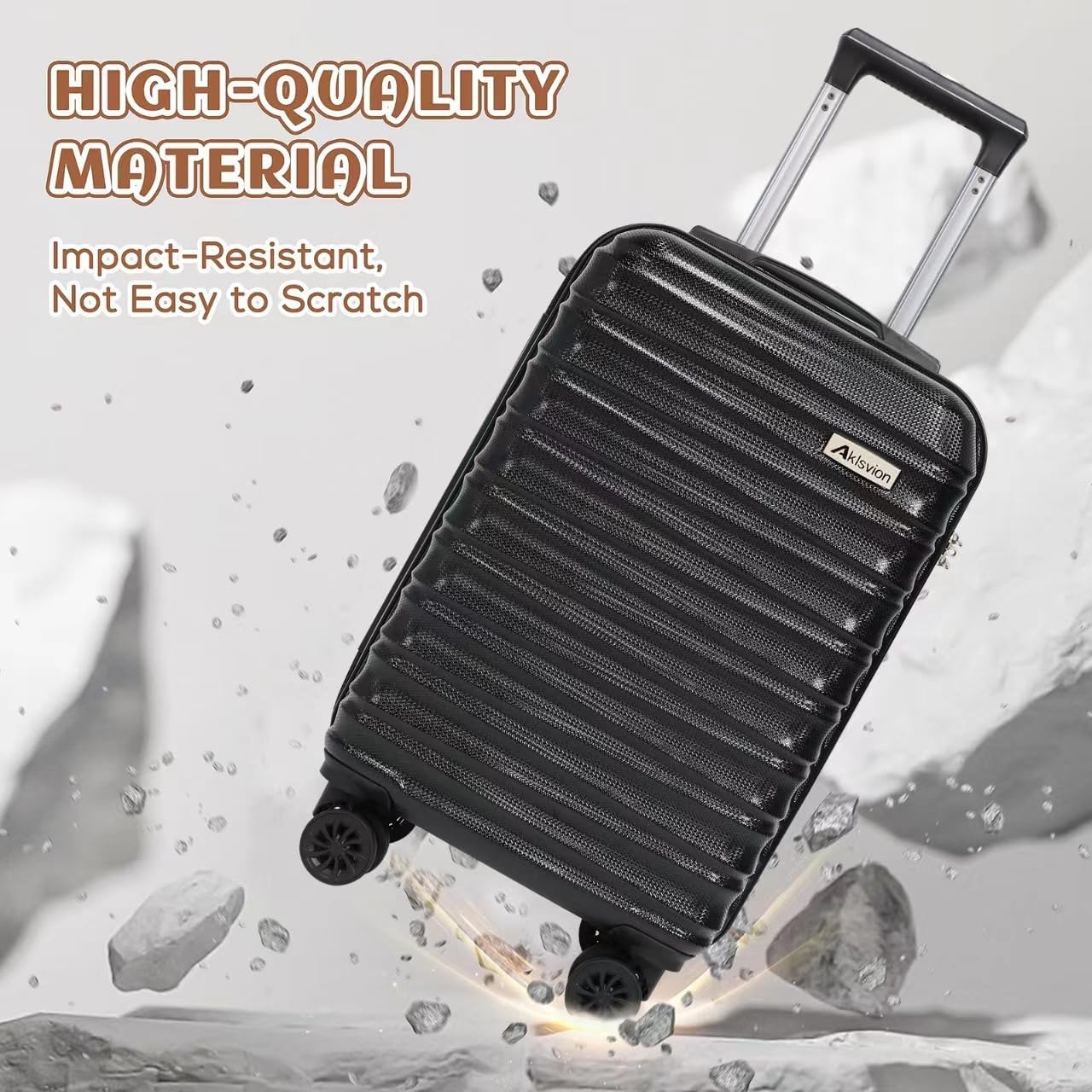 Luggage Set 3 Piece Luggage Set ABS hardshell Spinner Wheels Luggage Carry on Suitcase with Weekender bag & Toiletry bag(Black)