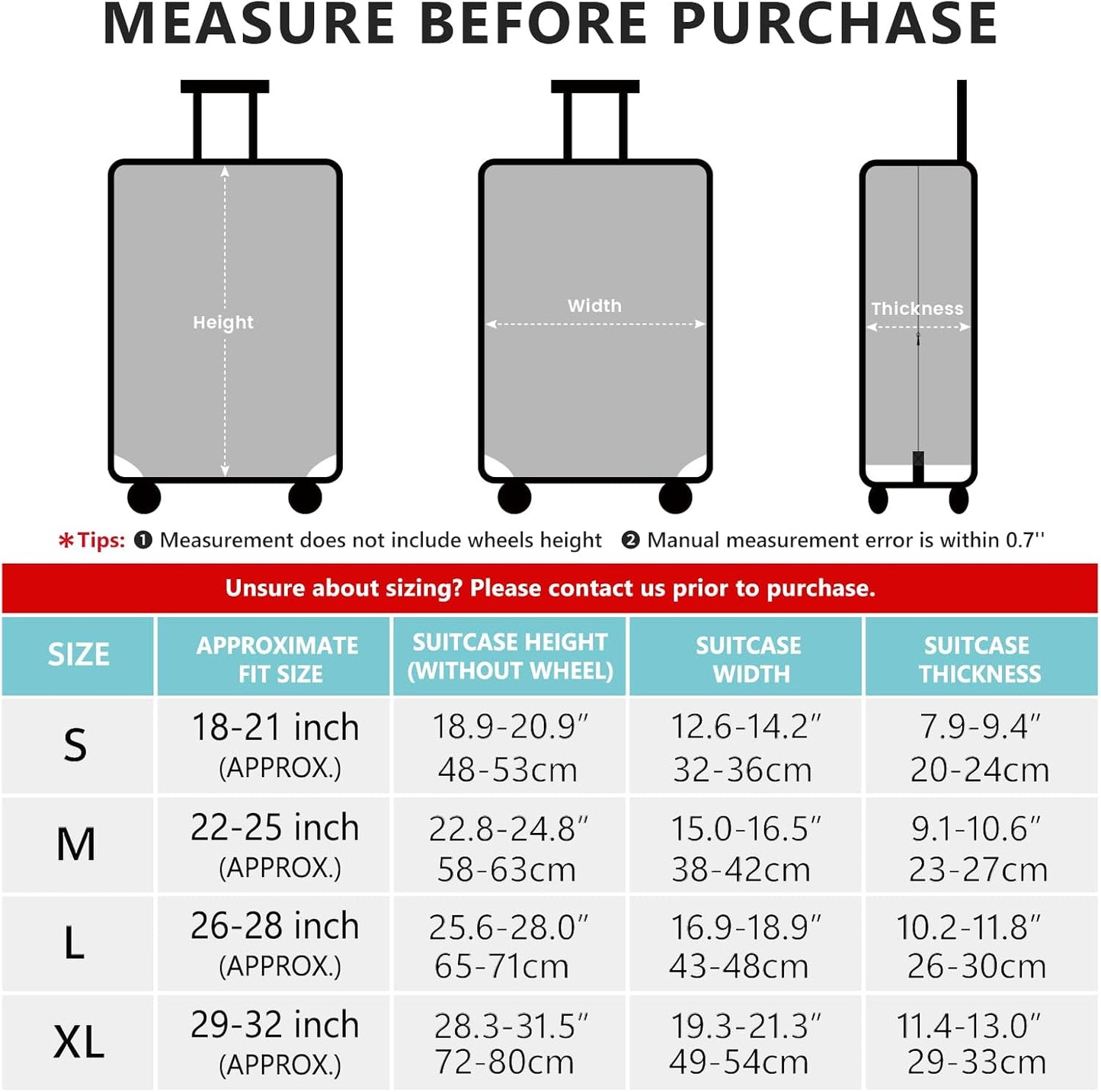 Travelkin Luggage Cover Washable Suitcase Cover Suitcase Protector Anti-scratch Suitcase cover Fits 18-32 Inch Luggage(M for 22-25 Inch Luggage)