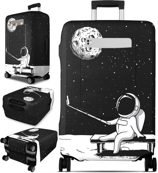 Slohif Luggage Cover for Suitcase Tsa Approved Protector - Luggage Sleeve Large Suit Case Cover Travel Stretch Baggage Case Protective Washable Fit 31-32 Inch Astronaut XL