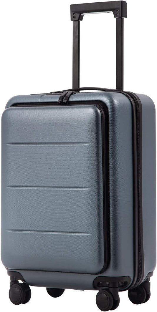 Coolife Luggage Suitcase Piece Carry On ABS+PC Spinner Trolley with pocket Compartmnet(Night navy, 20in(carry on))