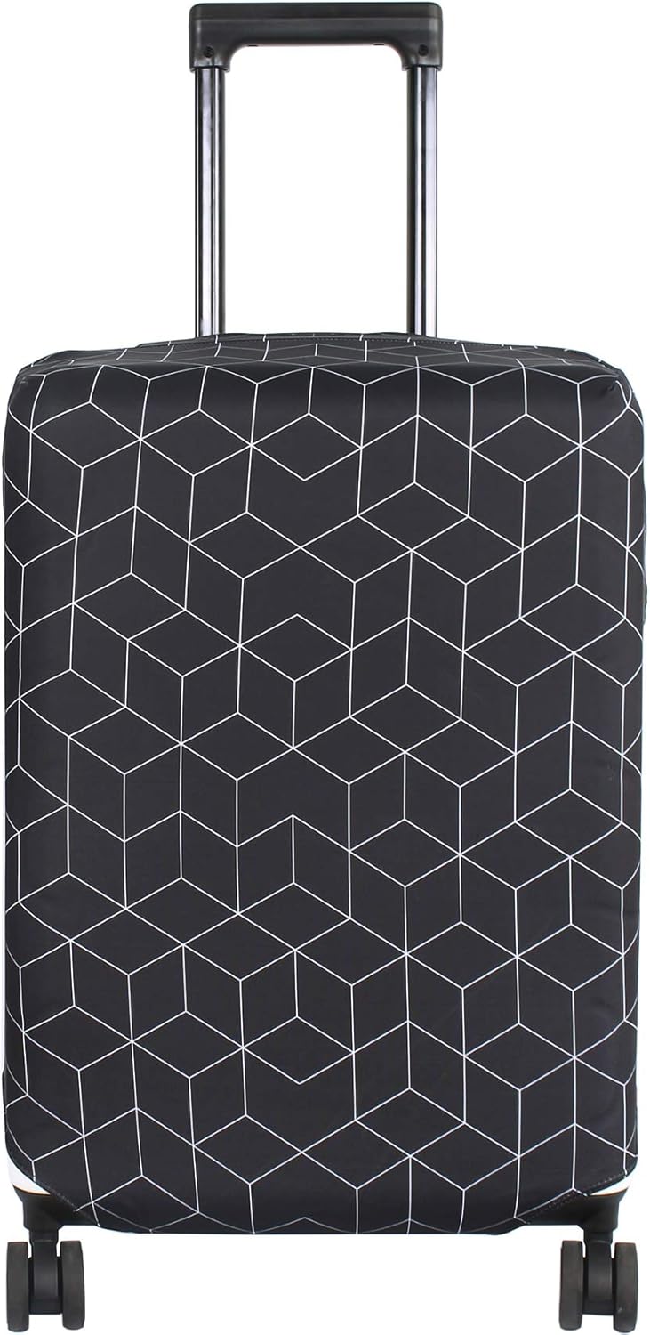 HYPER VENTURE Washable Luggage Cover - Fashion Suitcase Protector Fits 27-30 Inch Luggage (Black Maze, L)