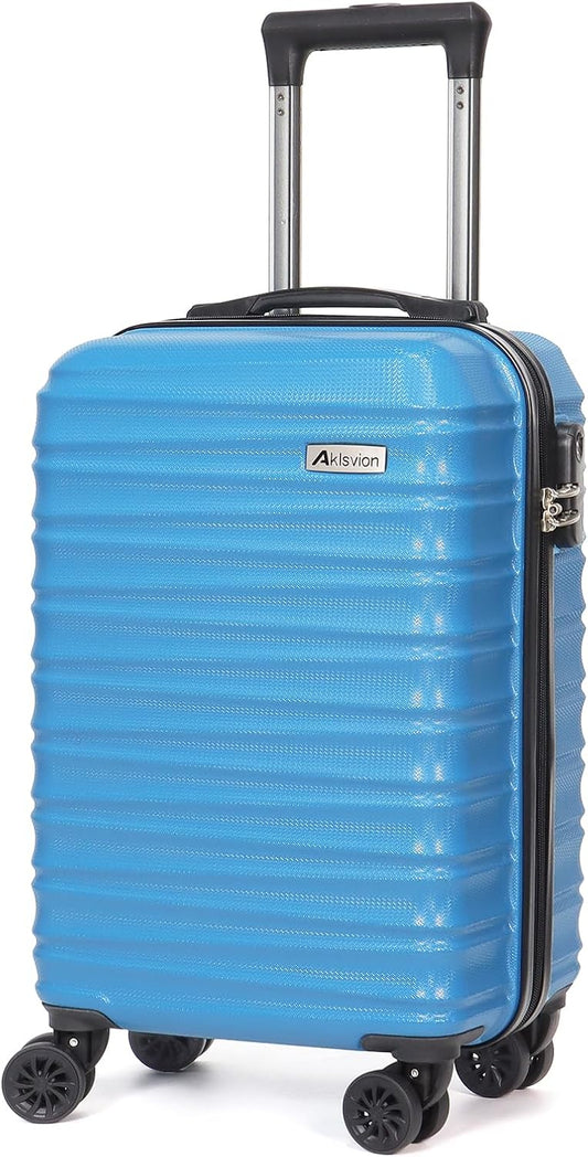 Carry on luggage 20 In suitcase with Spinner Wheels ABS & PC Hardside Luggage（Skyblue）