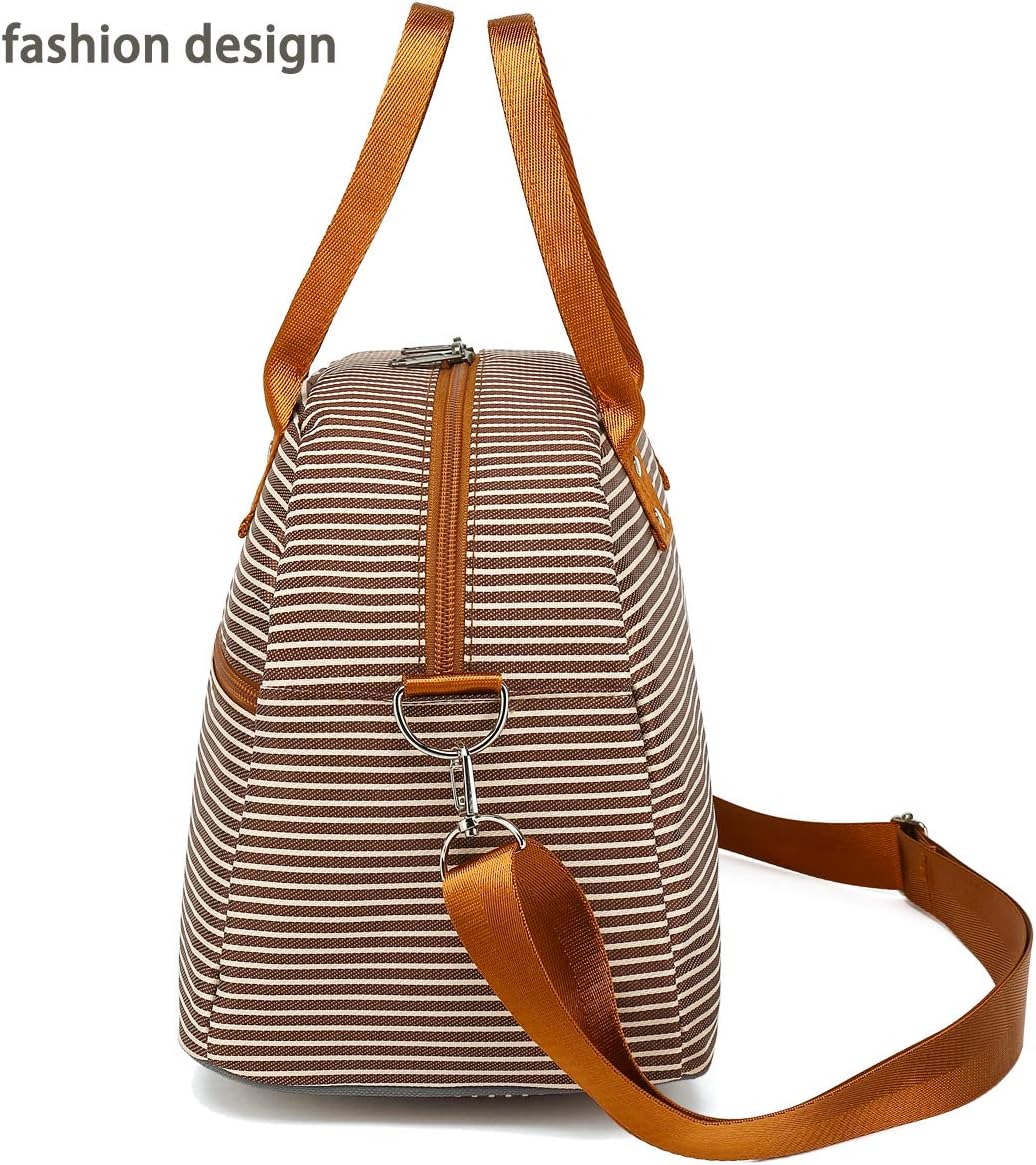 FlowFly Insulated Lunch Bag With Shoulder Strap for Women, Men, and Kids, Large and Reusable, Handle, Freezable Work and School Travel Tote and Meal Prep Organizer,Coffee