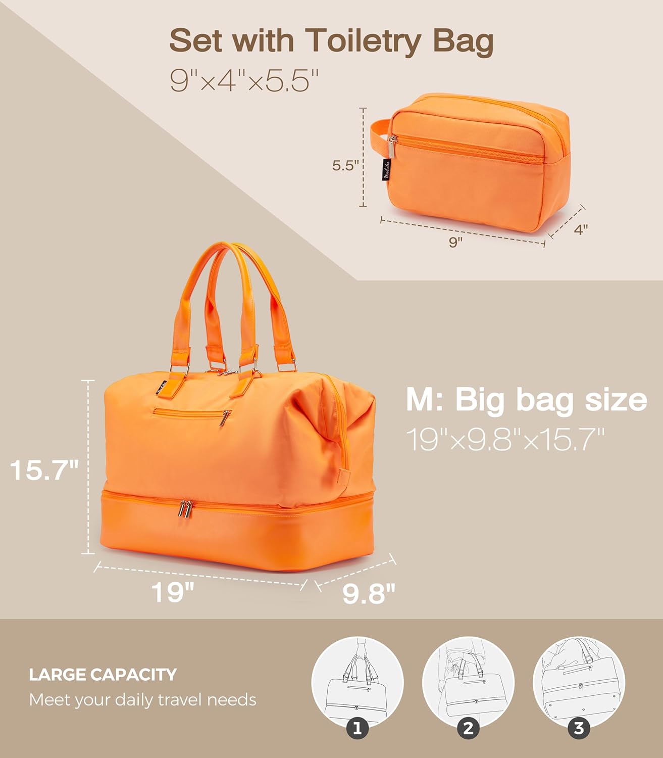 Weekender Bags for Women, Large Travel Duffel Bag with Shoes Compartment, Carry On Overnight Tote Bags with Toiletry Bag