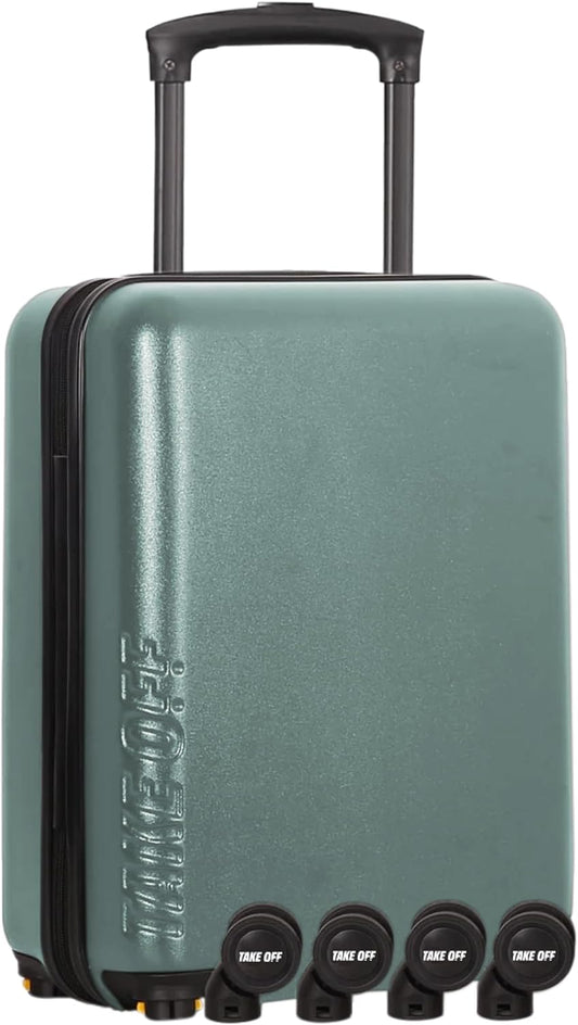 Take OFF Luggage Personal Item 3.0 – 18x14x8 Underseat Carry On with Removable Wheels – TSA Lock, Hardshell Suitcase – Fits Tight Airline Size Rules – No-Fee Lightweight Travel Bag