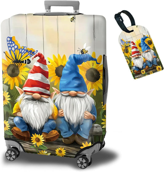 Luggage Cover + Tag, Dwarf Travel Suitcase Protector for 22-24 inch Luggage (M), Dustproof, Anti-Scratch