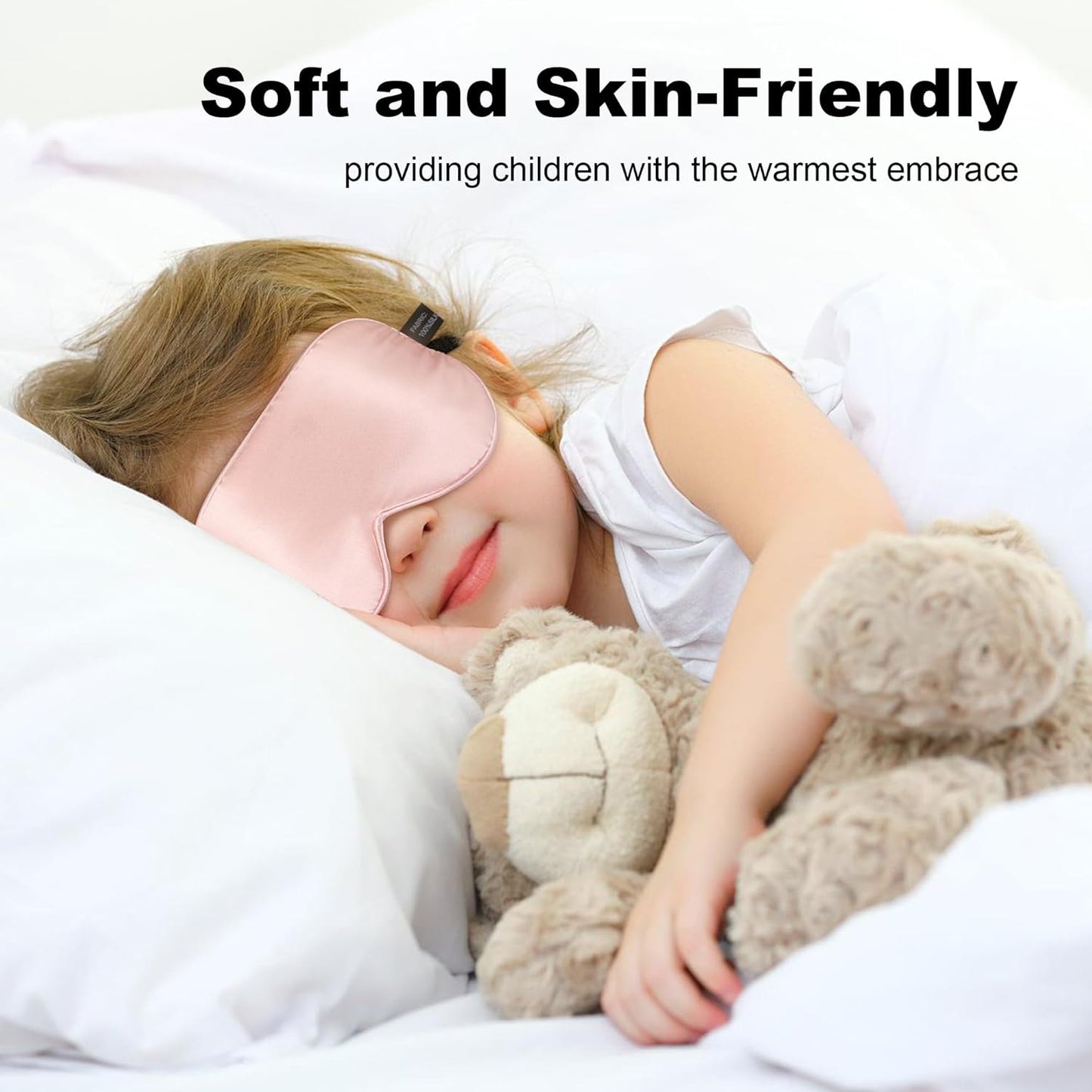 Silk Sleep Eye Mask for Kids, 100% Real Natural Pure Silk Sleeping Masks, Blindfold Sleep Eye Cover with Adjustable Strap, Soft & Lightweight Night Eyeshade for Boys Girls Teens (2 Pack)