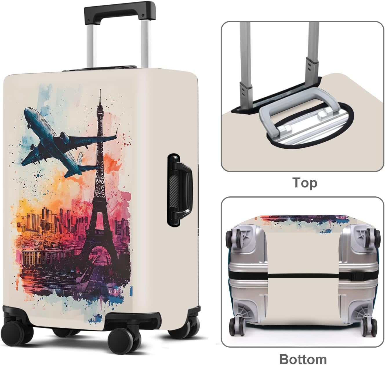 Luggage Cover Washable Suitcase Protector Anti-scratch Suitcase cover Fits 20-34 Inch Luggage (Tower-2, XL(32-34inch suitcase))