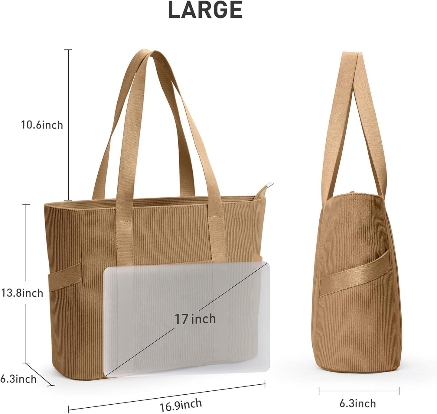 Tote Bag for Women with Zipper, Travel Tote Bags with Compartments Large Shoulder Bag Handbag for Gym Work School