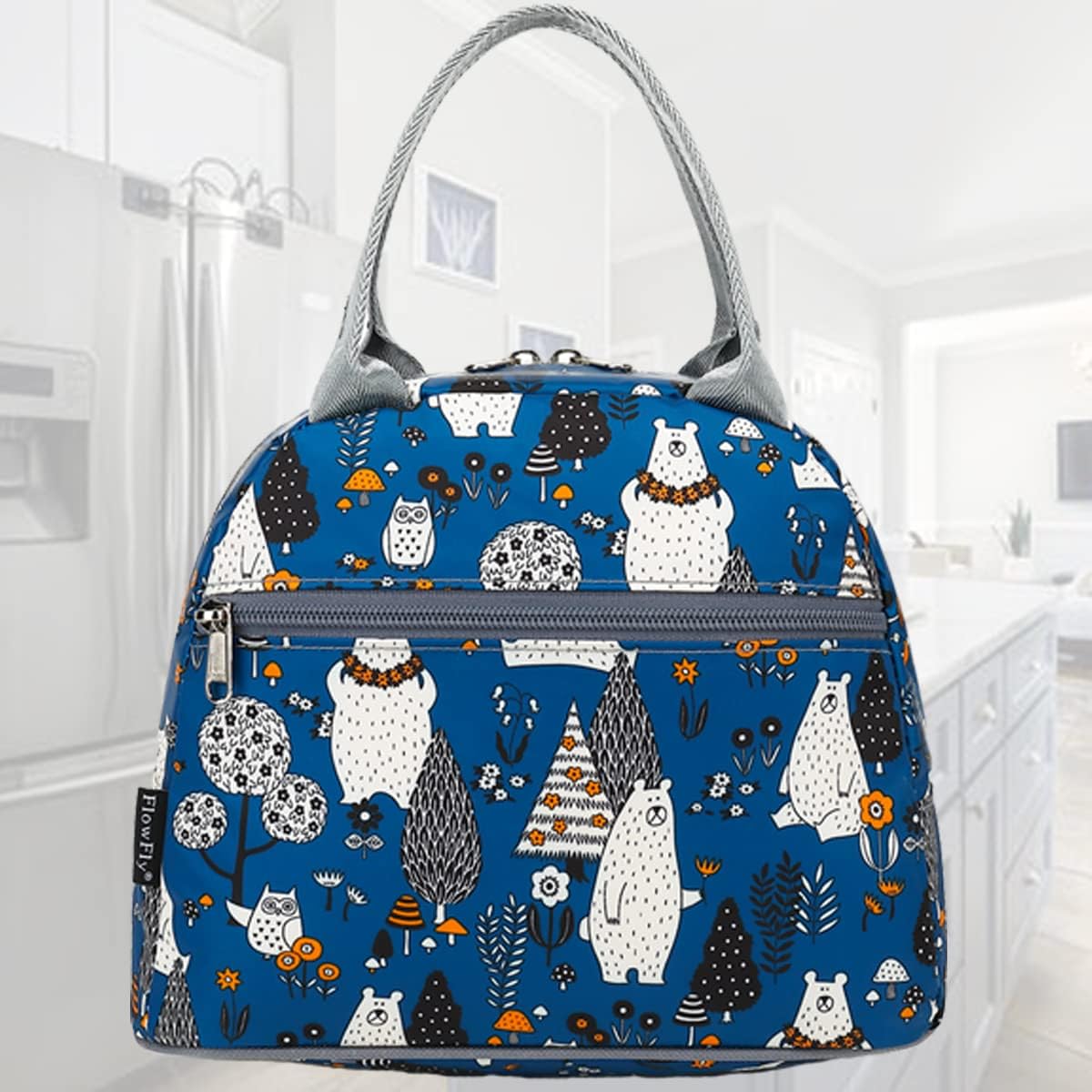 FlowFly Insulated Lunch Cooler Bag - Tote Bag Organizer for Women/Men, Owl