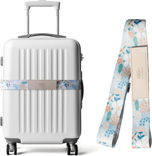 Luggage Straps for Suitcases,Adjustable Luggage Elastic Belt, Travel Essentials for Airport,Station, Vibrant Designs, (Aquatic Orchid)