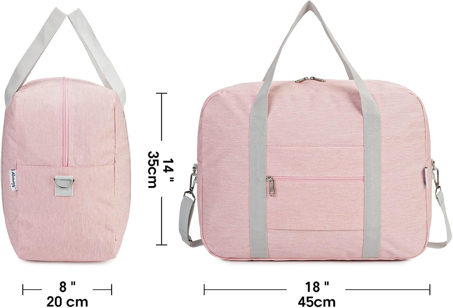 For Spirit Airlines Personal Item Bag 18x14x8 Foldable Travel Duffel Bag Tote Duffle Carry on Luggage for Women and Men 30L (Pink (With Shoulder Strap))