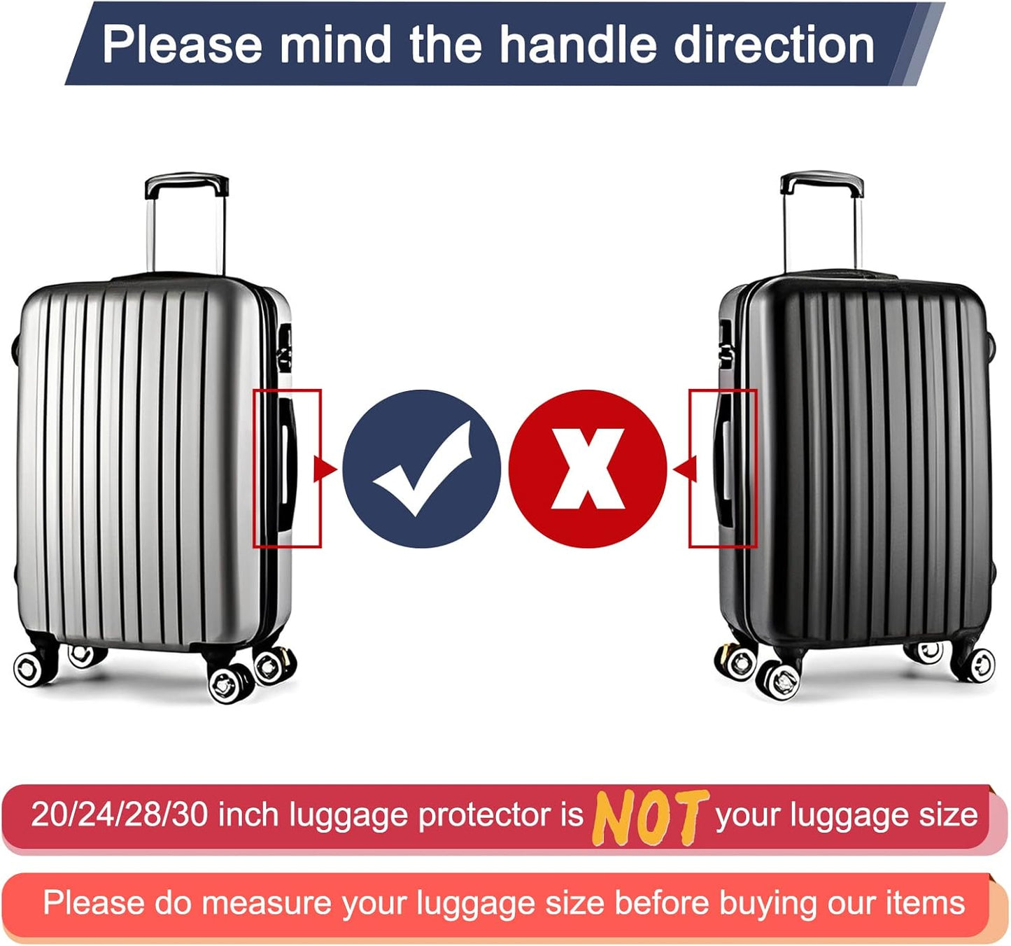 24/28 Inch Thicken Transparent Luggage Cover Suitcase Protector Waterproof PVC Full Clear Cover 3mm Thickness Travel Suitcase Set Full Clear 24/28 inch