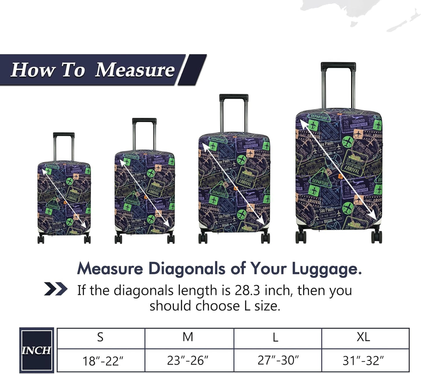 HYPER VENTURE Washable Luggage Cover - Fashion Suitcase Protector Fits 18-22 Inch Luggage (Urban Passport, S)