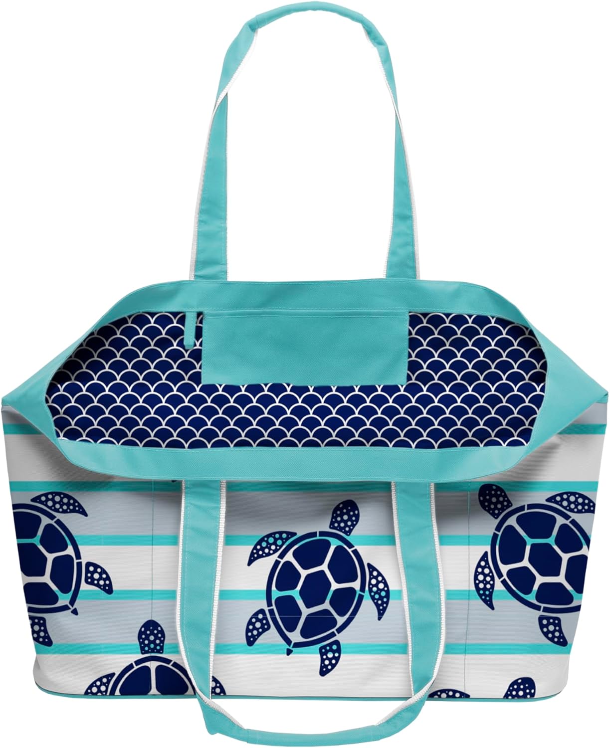 geckobrands Oversized Beach Tote – Large and Stylish Beach Bag with 4 Exterior Pockets and Zippered Internal Compartment