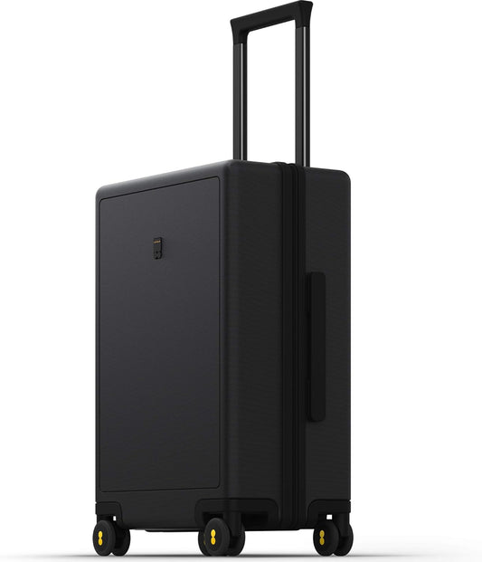 LEVEL8 Hard Shell Carry on Luggage Airline Approved, Carry-on Suitcases with Wheels, Lightweight Luminous Textured Hardside Travel Bag with Tsa Lock, 20 Inch, Black