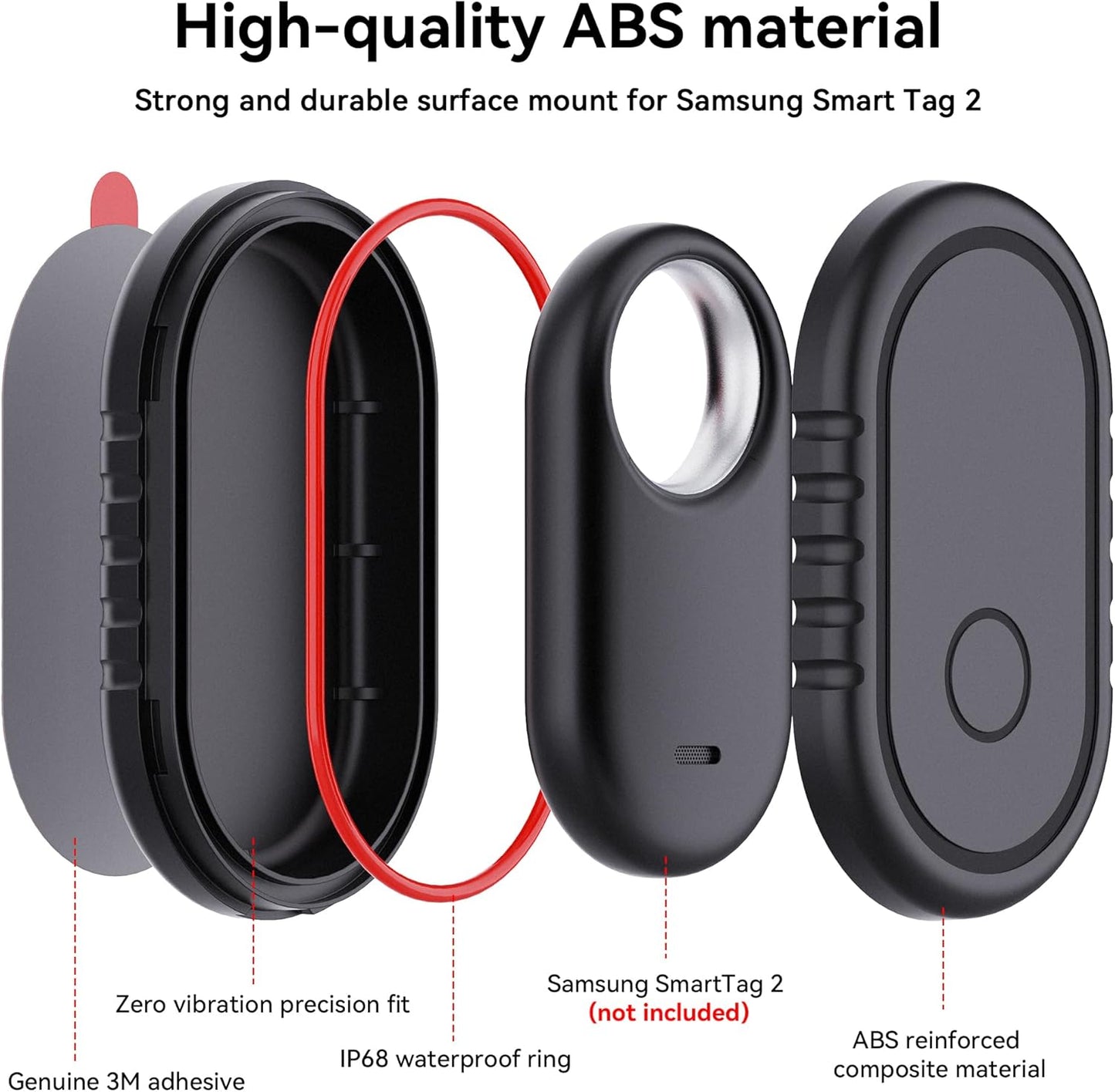 4 Pack for Samsung Smart Tag 2 Adhesive Mount, ABS Waterproof Case with 3M Adhesive Sticker Stick on Car/Bike/Luggage & More for Galaxy Smart Tag 2, Hidden Smarttag2 Full Protective Holder Anti-Lost