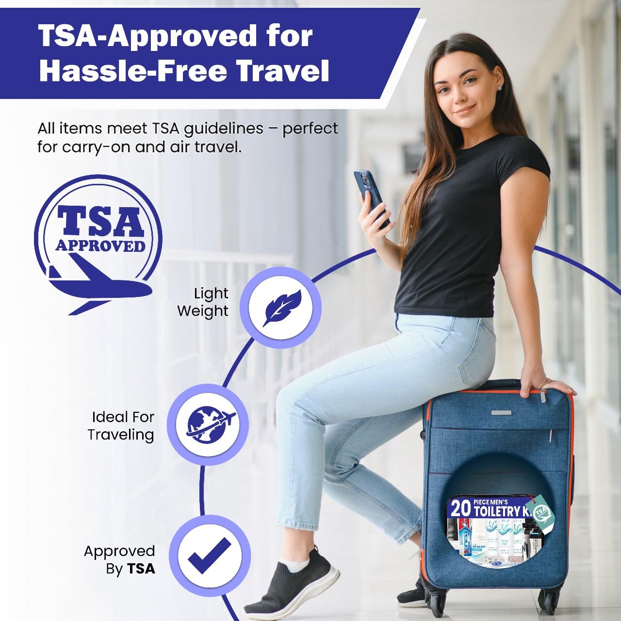 Trektote Bulk Hygiene Kit For Men And Women – (50 Pack) 20 Piece Set Of Travel Size Toiletries, TSA Compliant, Bulk Travel Essentials, Includes Shampoo And Conditioner, Body Wash, Toiletry Bag & More