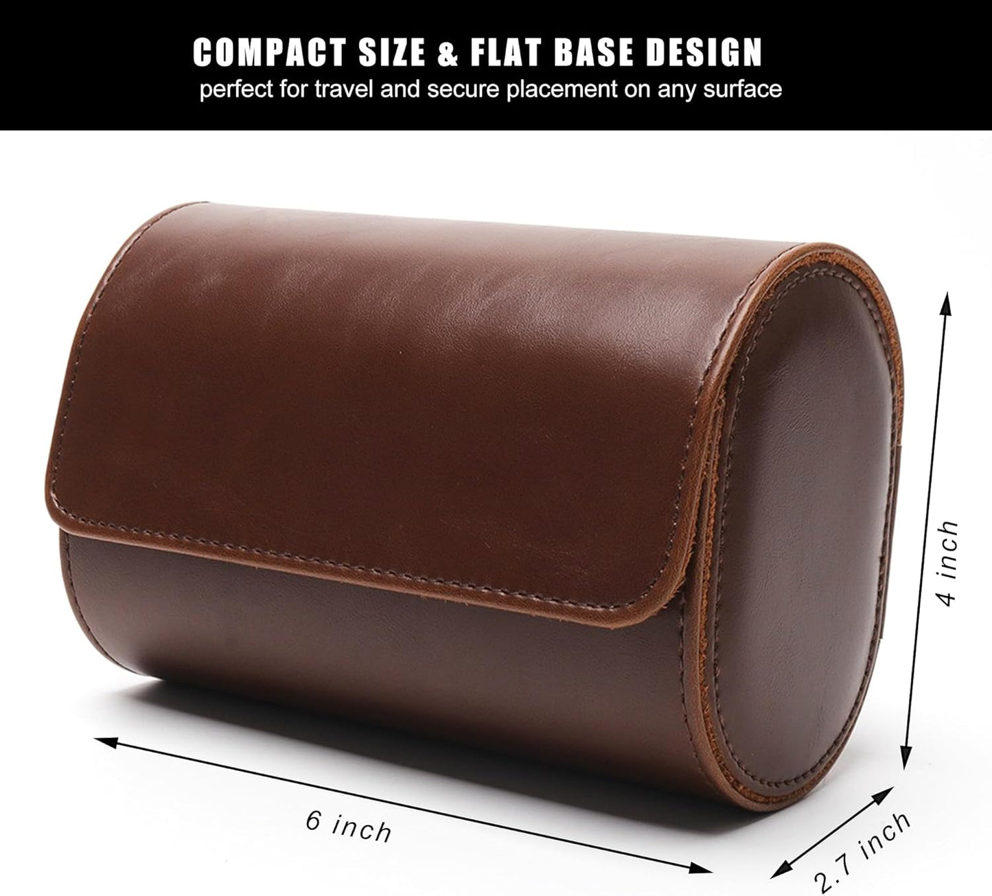Longjet Watch Roll Travel Case for Men Portable Watches Organizer Box with Removable Velvet Pillow Holder (2 Slot Brown)