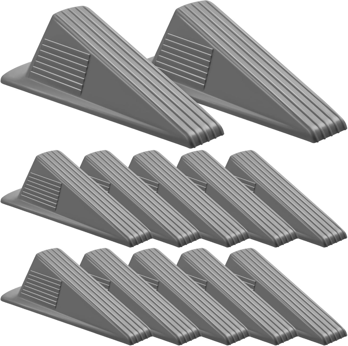 Frienda 12 Pcs Jumbo Door Stoppers Heavy Duty Door Stopper Tall up to 2inch Tall Wedge TPR Large Wedge Stackable Big Rubber Doorstop for Hotel Carpet Hardwood Concrete and Tile (Gray)