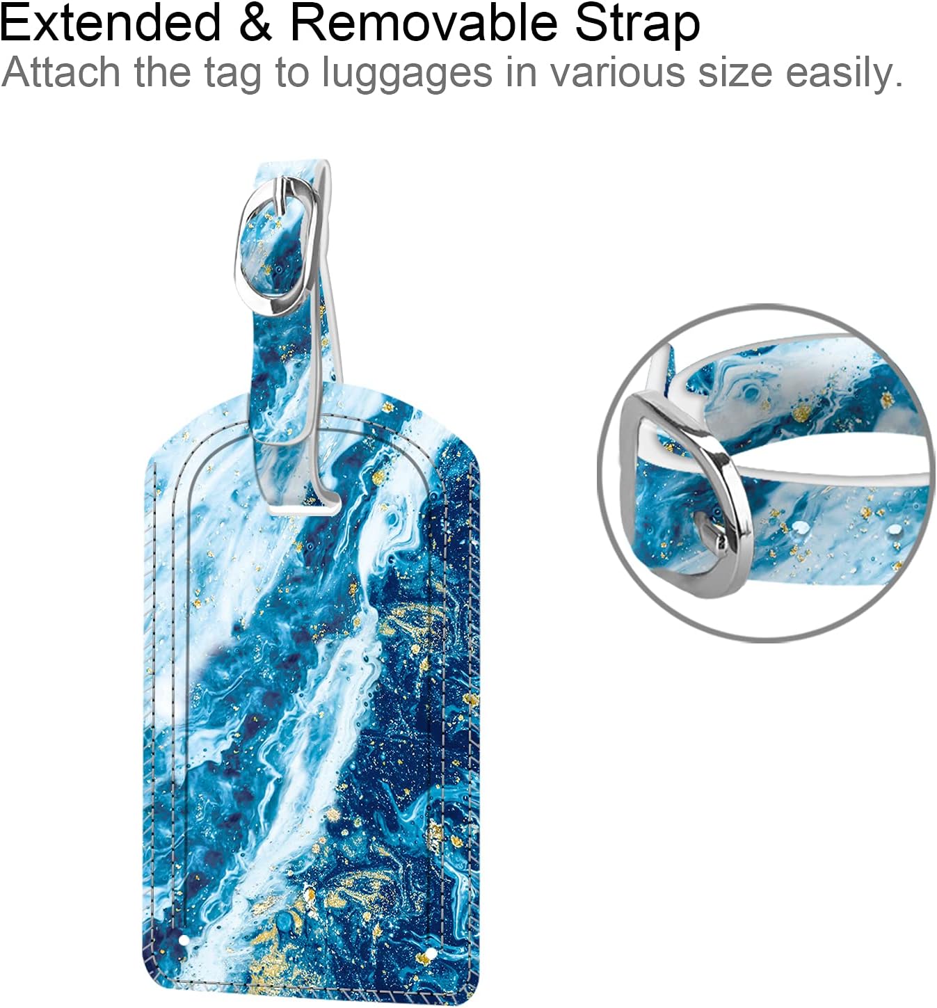 FINTIE 2 Pack Luggage Tags, Leather Name ID Labels with Privacy Cover for Travel Bag Suitcase, Theme - Sandy Wave