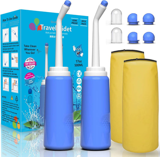 2PCS Portable Bidet - Squeeze Momwasher Bottle 500ml 17oz - Portable Shower-Travel Bidet Toilet Bottle for Adult Women,Postpartum Care,Hemorrhoids,Post-Surgery Recovery, Moms,New Baby & Eldery
