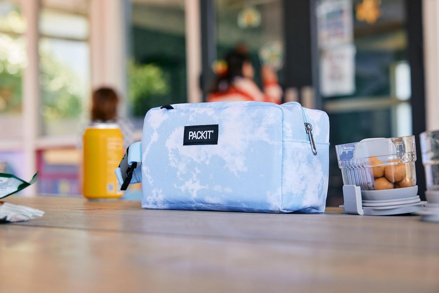 PackIt Freezable Snack Box, Charcoal Camo, Built with ECOFREEZE Technology, Collapsible, Reusable, Zip Closure with Buckle Handle, Great for All Ages and Fresh Snacks on the go