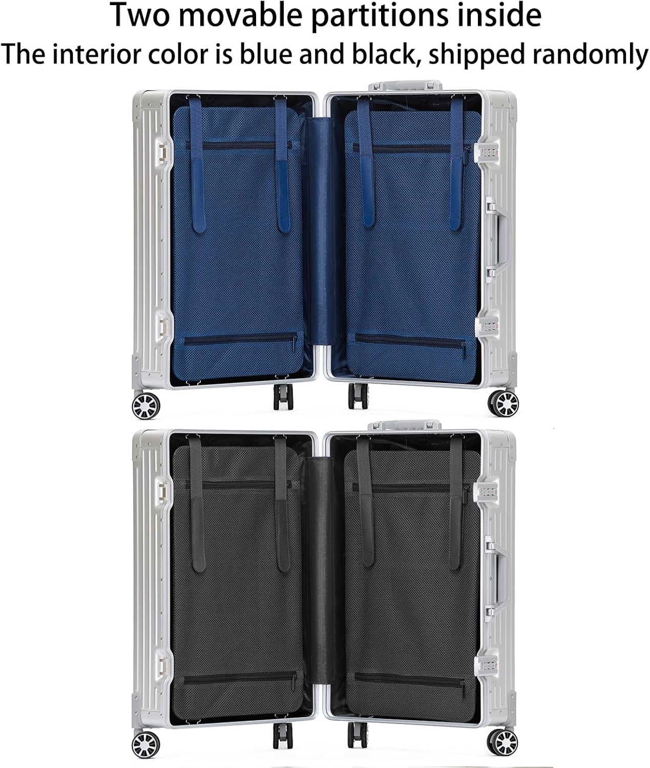 Metal All Aluminum Carry-on Luggage TSA Customs Lock Zipperless Silent Rotary Wheel Business Suitcase Aluminum Frame Set (red, 20 '')