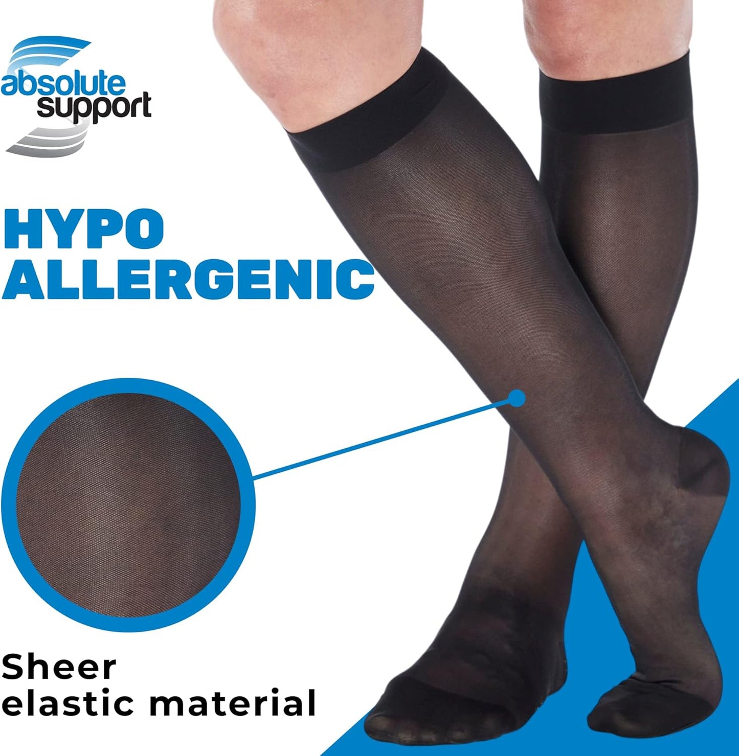 (3 Pairs - Closed Toe) Made in USA - Compression Socks for Women 15-20mmHg - Sheer Compression Knee High Stockings for Post Surgery, Pregnancy, Arthritis, Edema - Black, Large - A101BL3-3