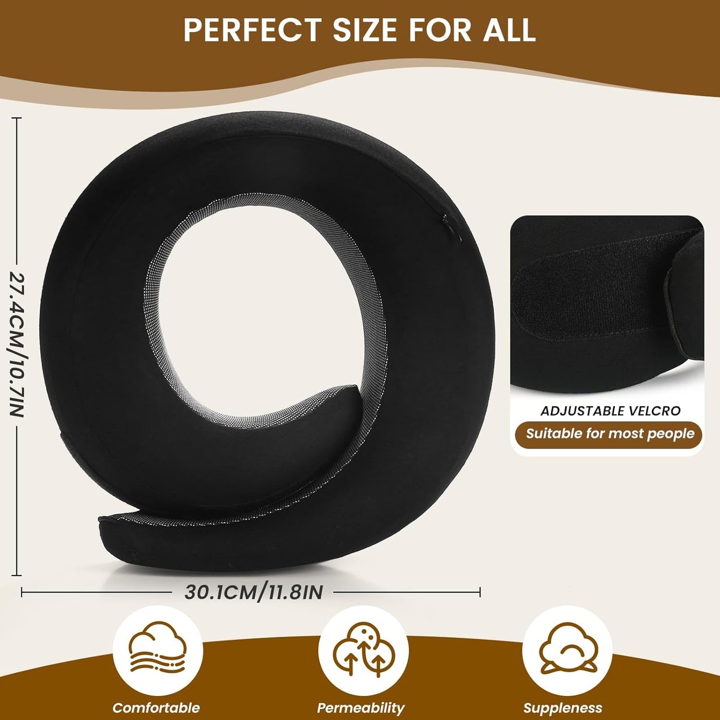Neck Pillow, Travel Pillow uses Memory Foam to Support Neck Comfort, Ideal Companion for Airplane and car Travel, Compact, Convenient, and Versatile Airplane Sleep Pillow(Black)