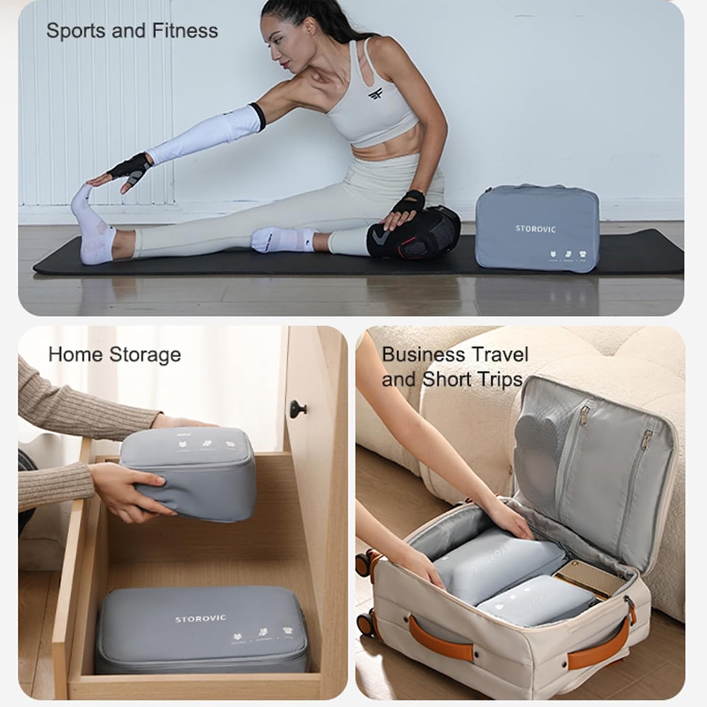 Travel Packing Cubes: Water-Resistant, Odor-Eliminating, Soft & Portable Luggage Organizer Bags for Socks, Underwear, and Gym Gear - Space-Saving, Blue（12.6” × 8.5” × 4.7”） M