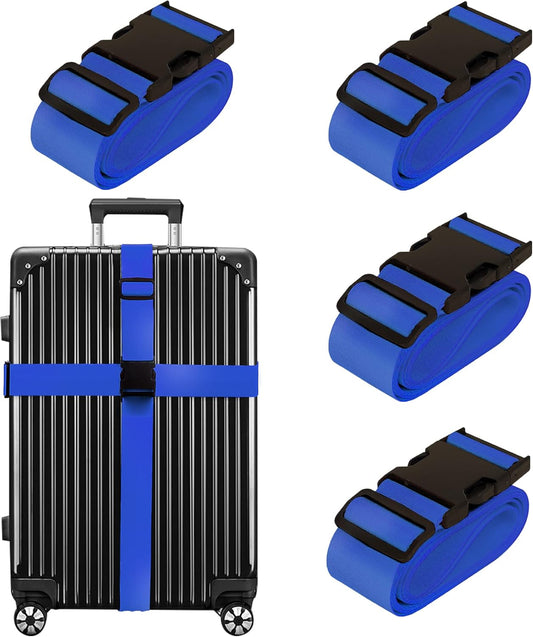 Luggage Straps for Suitcases TSA Approved Travel Belt 8 Pack by Chelmon (Blue)