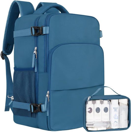 Travel Backpack, Carry on Flight Approved Backpack with Multi-Pockets, TSA Waterproof 17.3inch Laptop Backpack, Personal Item Travel Bag for Men Women, Deep Blue