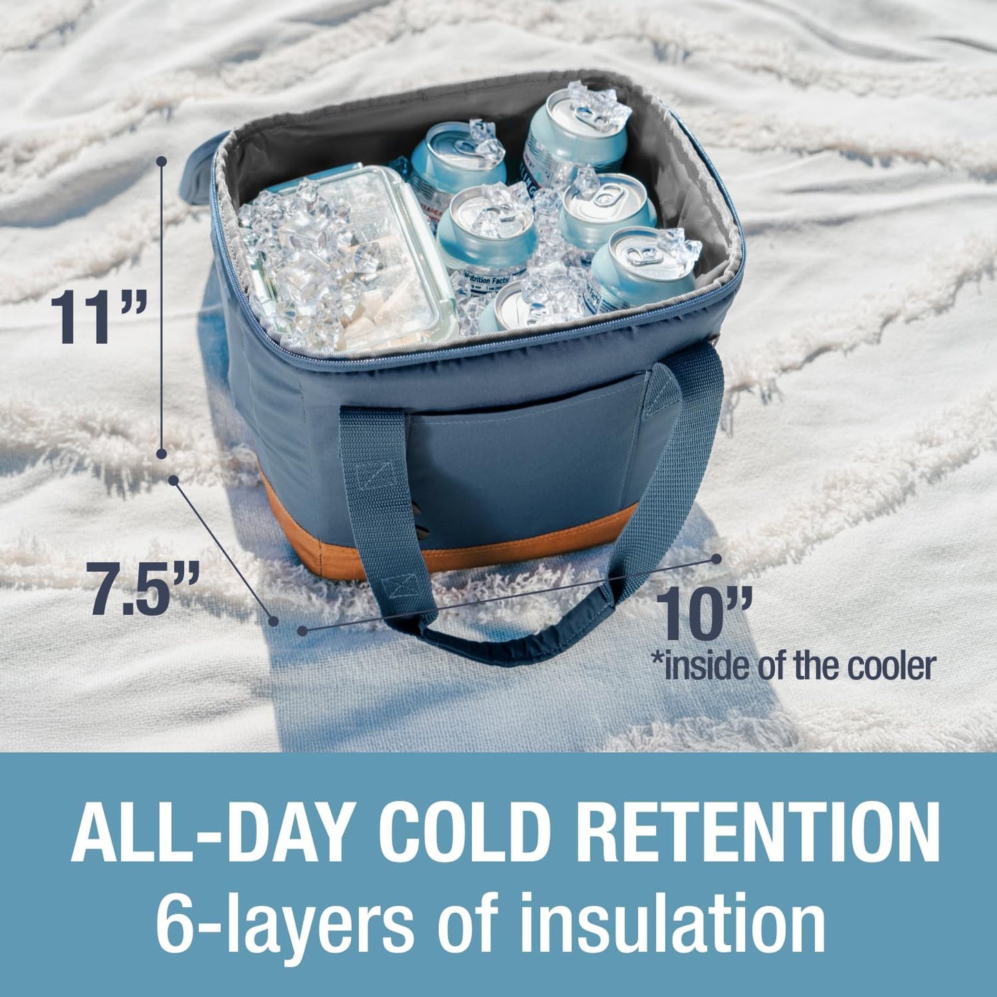 CleverMade Collapsible Insulated Cooler Bag – Leakproof Soft Folding Cooler for Beach, Travel, Car