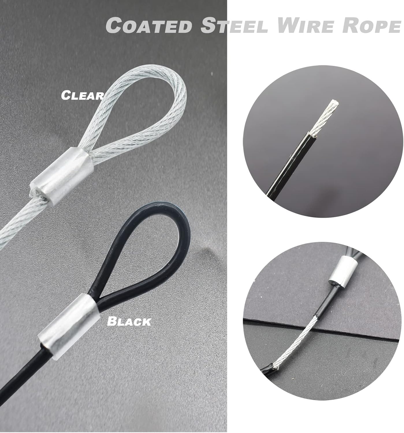 7FT 4mm Stainless Steel Outdoor Travel Security Cable Lock,Braided Steel Coated Safety Cable Luggage Lock,Safety Cable Wire Rope Double Loop Lightweight