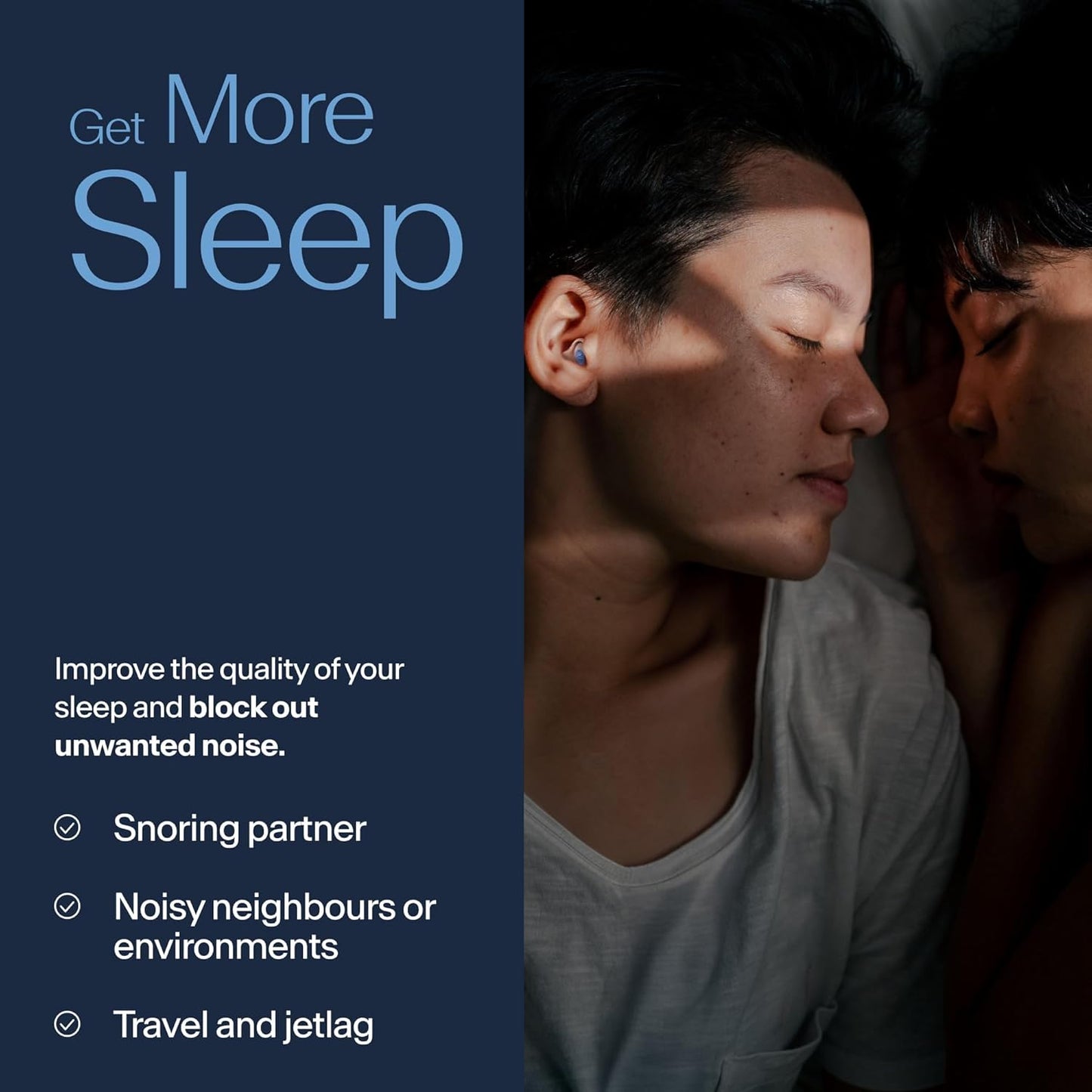 Alpine SleepDeep Multisize - Soft Ear Plugs for Sleeping and Concentration - New 3D Oval Shape and Noise Reducing Gel for Better Attenuation - 27dB - Ideal for Side Sleeper - 2-Pair Reusable: S + M/L