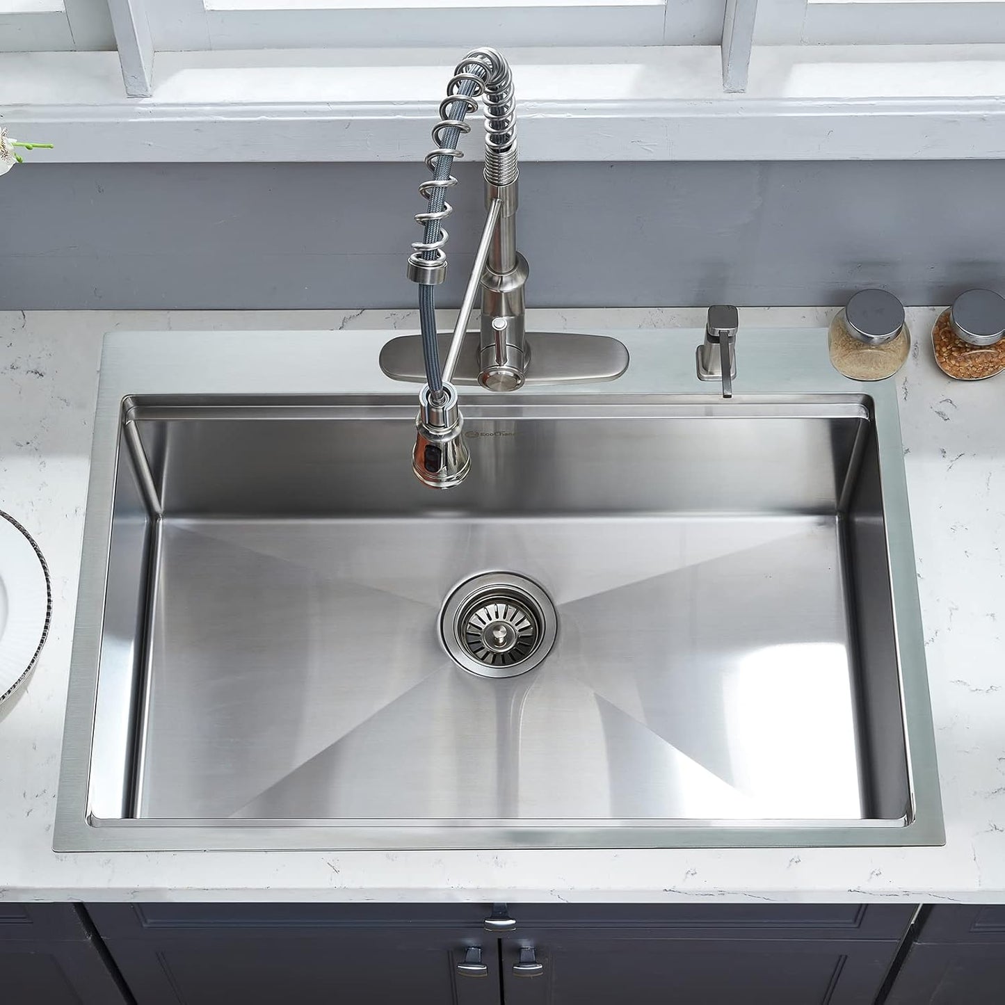 Kitchen Sink, 30 x 22 x 10 Drop in Kitchen Sink 16 Gauge Stainless Steel Kitchen Sinks Single Bowl Workstation Sink with Cutting Board